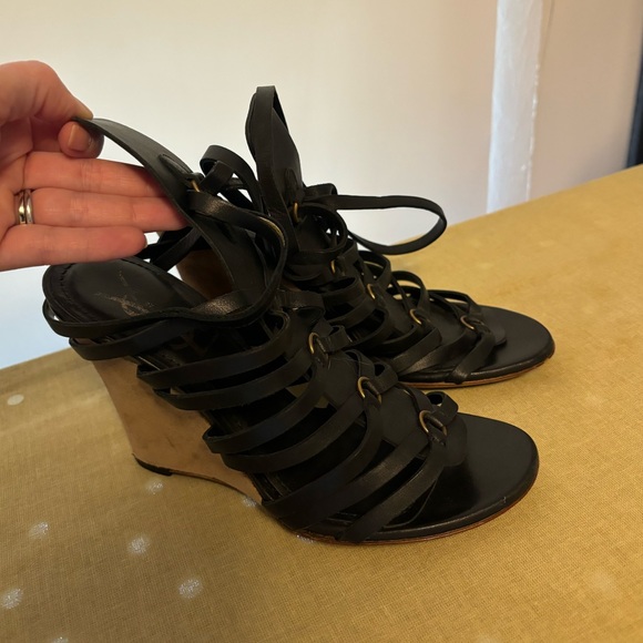 Yves Saint Laurent wedge sandals -Black - Picture 5 of 12